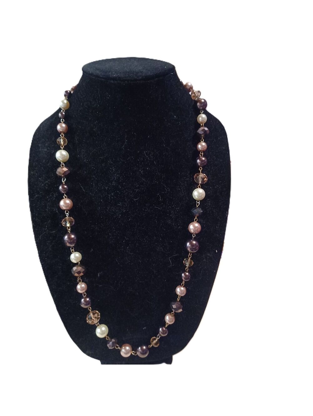 Women's Pearl & Purple Tone Plastic Beaded Fashion Necklace 30"